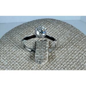 925 Sterling Silver Moissanite Solitaire Ring GRA Certified